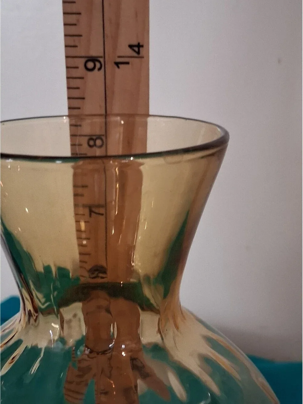 Vintage hand blown glass  empoli Amber and Green Glass Decorative Vase